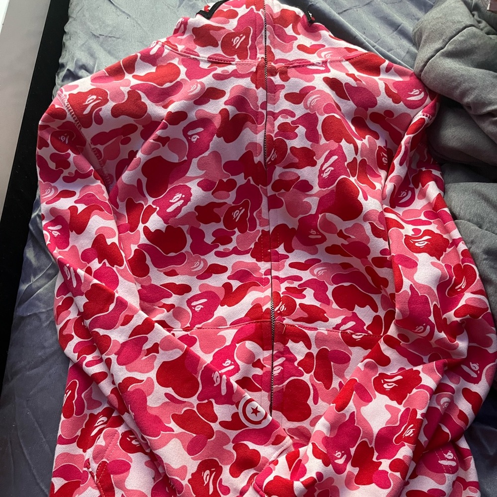 Bape shark camo hoodie pink